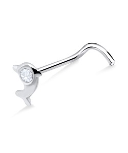 Stone Fish Silver Curved Nose Stud NSKB-81